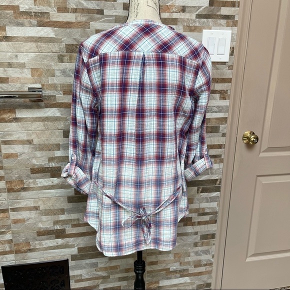 C&c California plaid cotton ombré shirt tunic Sz L - Picture 6 of 11